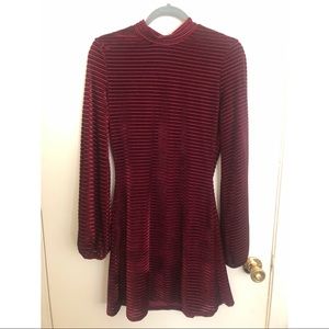 Red Velvet Striped Dress- Perfect for the holidays